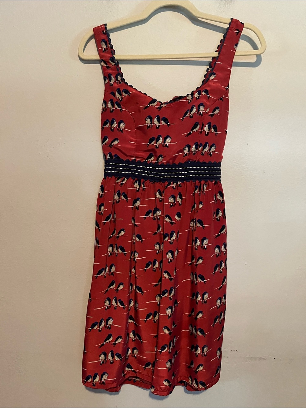 Judith March Bird-Print Sleeveless Summer Retro Inspired Midi Dress Large